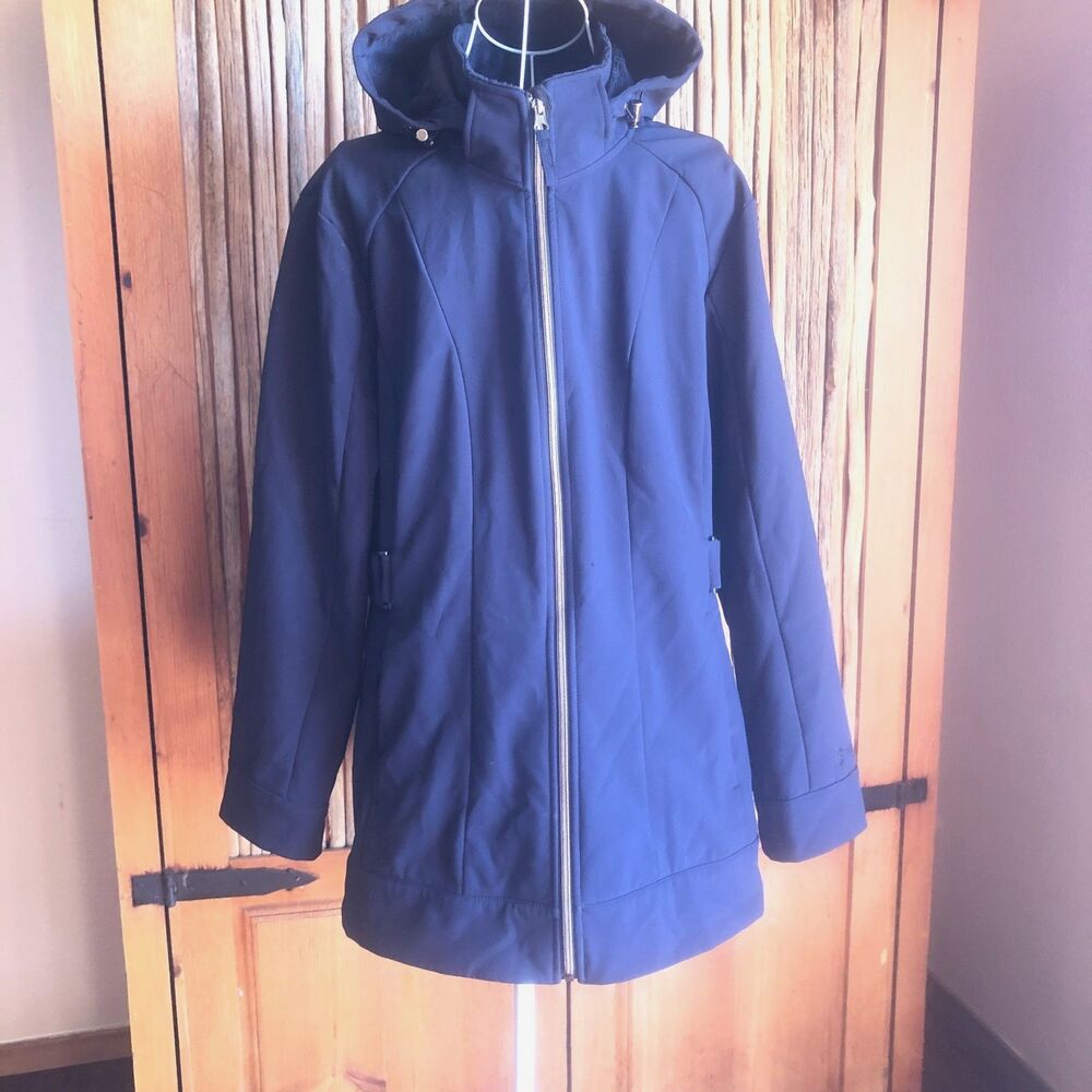 Free Country Woman's Blue Hooded Jacket Faux-Fur Size XL